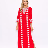 Tomato Embroidered Caftan