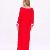Tomato Embroidered Caftan