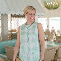 Cool Blue Cabana Print Scalloped Short Set