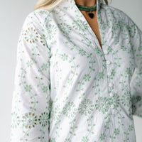 Gasparilla Green Eyelet Button Front Caftan