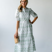 Gasparilla Green Eyelet Tie Front Midi Dress