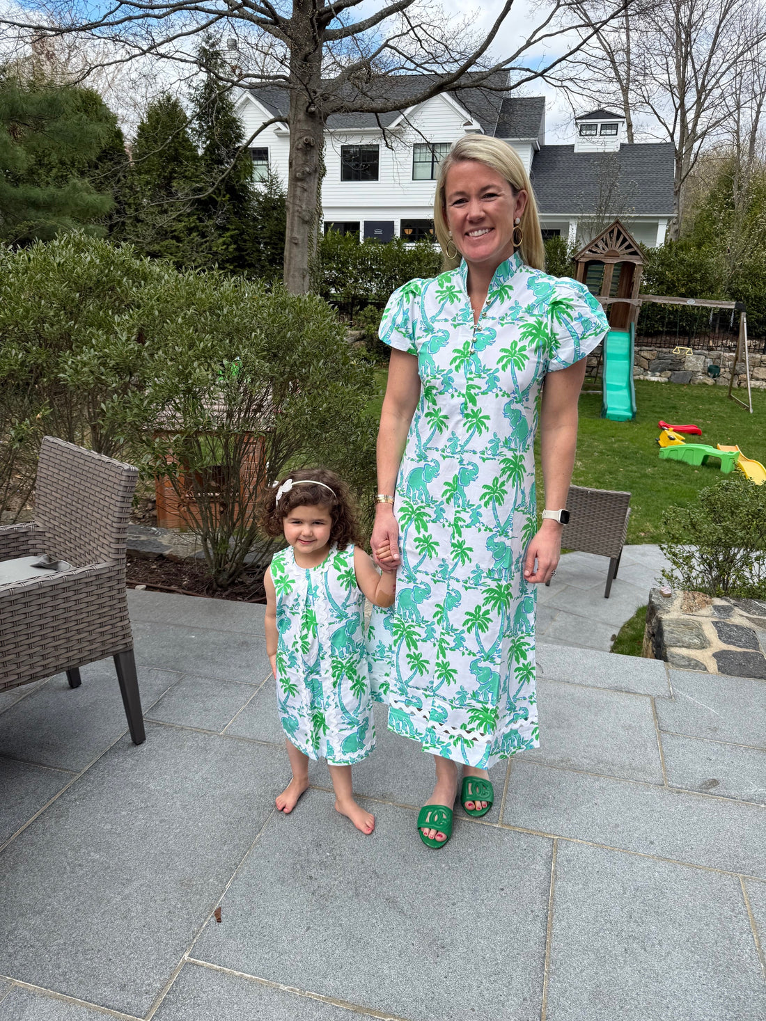 Elephant Print Kids Sleeveless Ric-Rac Dress