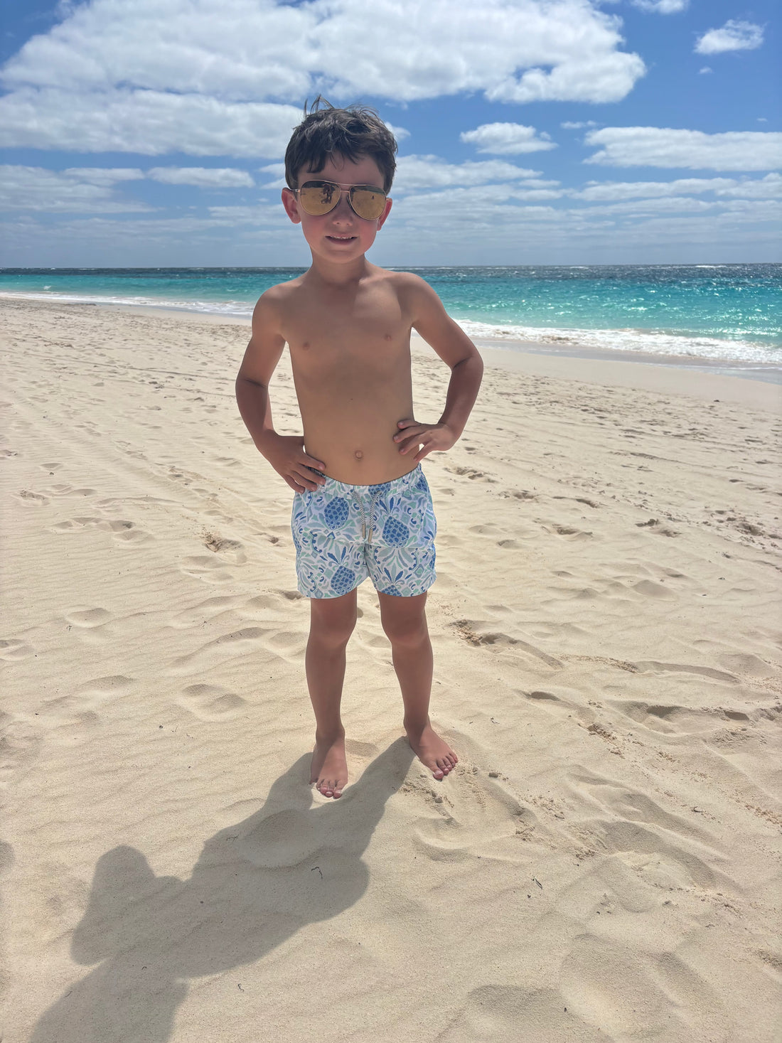 Pineapple Print Kids' Swim Trunks