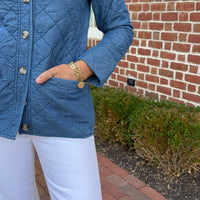 Chambray Quilted Button Front Jacket