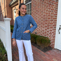 Chambray Quilted Button Front Jacket