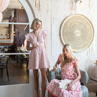 Blush Embroidered V-Neck Flutter Sleeve Mini Dress