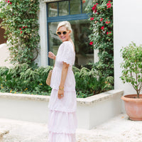Blush Square Neck Tiered Hem Maxi Dress