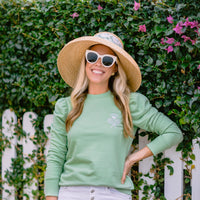 Pistachio Puff Sleeve Tennis Sweatshirt