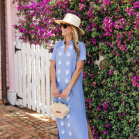 Short Sleeve Embroidered Shell Caftan