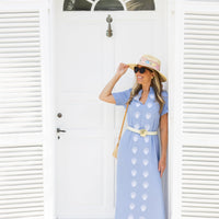 Short Sleeve Embroidered Shell Caftan