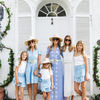 Hydrangea Shell Printed Eyelet Belted Tunic Dress