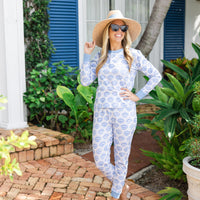 Blue Shell Print Adult Pajamas
