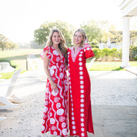 Sea Stripe V-Neck Flutter Sleeve Maxi Dress