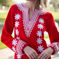 Tomato Embroidered Caftan