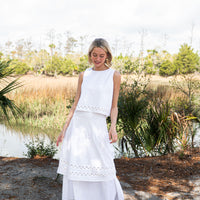 White Ric-Rac Midi Skirt