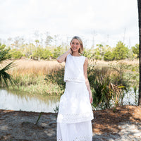 White Ric-Rac Midi Skirt