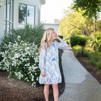 Falling Violets Ruffle Hem Dress with Tassels