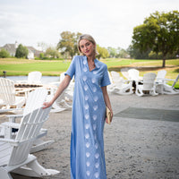 Short Sleeve Embroidered Shell Caftan