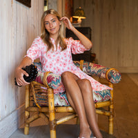 Blush & Coral Eyelet Long Sleeve Tunic Flare Dress