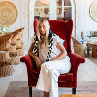 White Eyelet Flutter Sleeve Tie Front Top