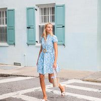 Hydrangea Shell Printed Eyelet Belted Tunic Dress