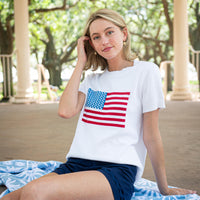 White Short Sleeve Flag Sweater