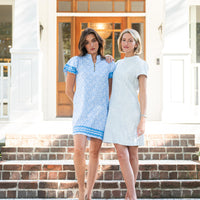 Seashell Print Puff Sleeve Tunic with Ric-Rac