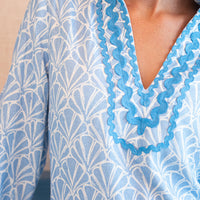 Seashell Print Caftan with Ric-Rac