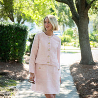 Blush Tweed Sleeveless Shift Dress