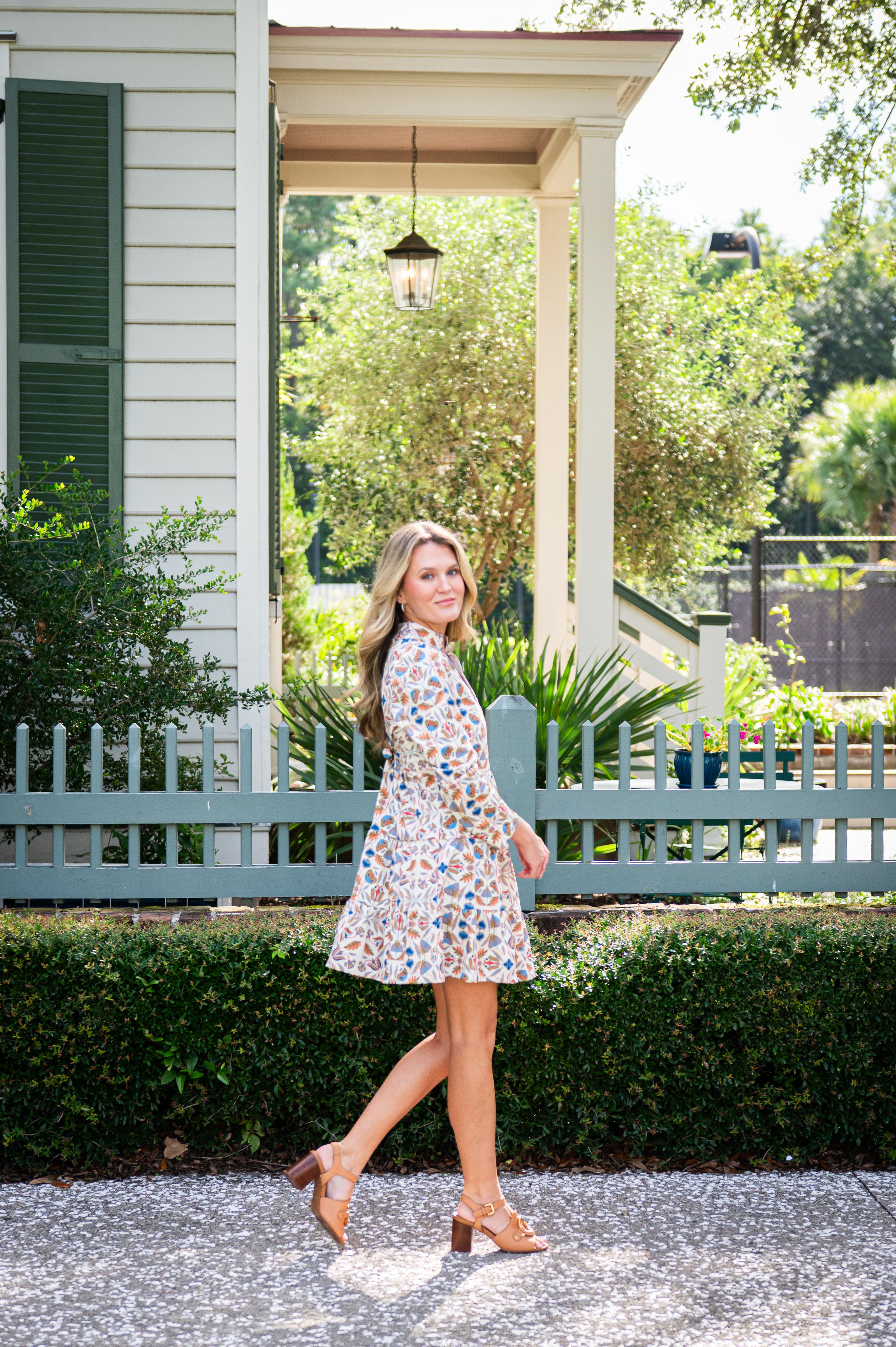 Sail to Sable GEO Floral Print Long Sleeve Tunic Flare Dress GEO Floral BORDER Print / L / F25303G Sail to Sable GEO Floral Print Long Sleeve Tunic Flare Dress GEO Floral BORDER Print / L / F25303G