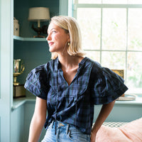 Blackwatch Tartan Ruffle Sleeve Top