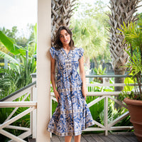 STS x CK Bradley Cinched Waist Flutter Midi Dress