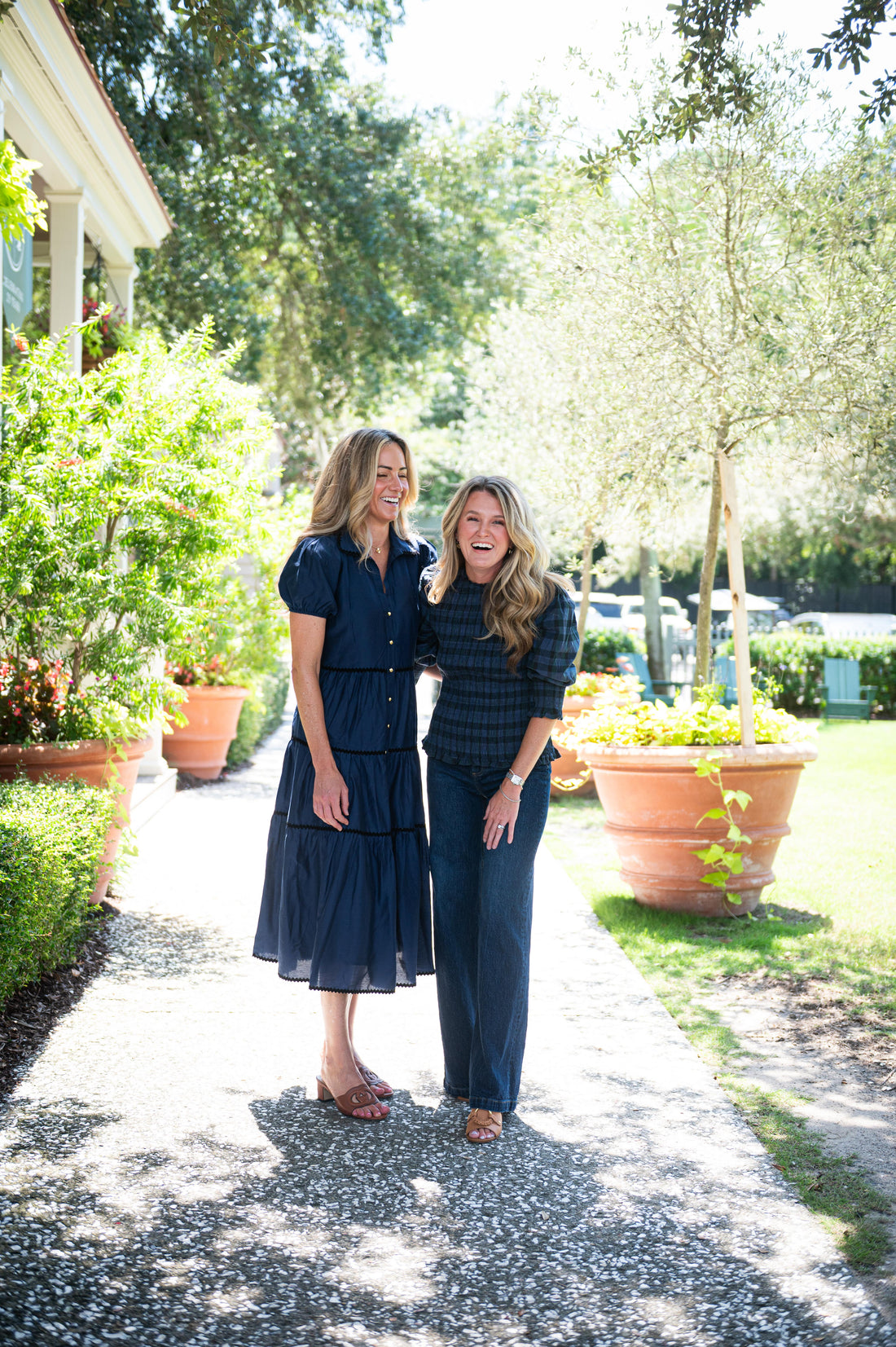 Navy Button Front Shirt Dress with Black Ric-Rac