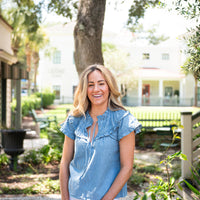 Chambray Flutter Sleeve Top