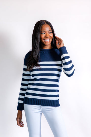 Navy & White Stripe Sweater