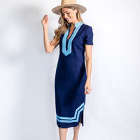 Navy Short Sleeve Classic Maxi Tunic