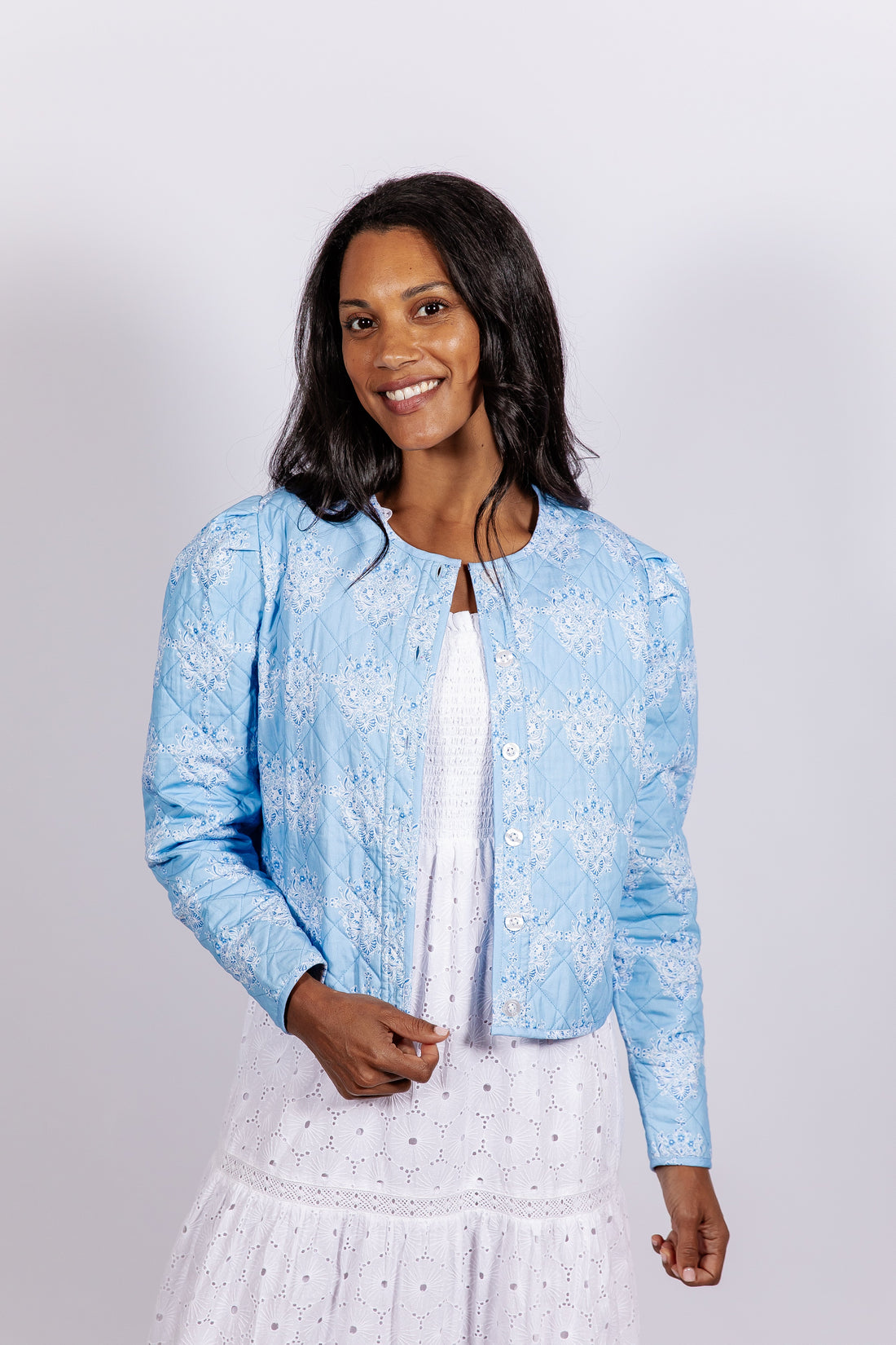Medallion Print Reversible Button Front Jacket