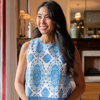 Paisley Park Print Sleeveless Zip Back Top