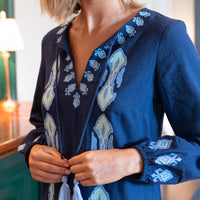 Navy Ruffle Hem Dress