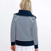 Navy & White 1/4 Zip Front Pullover