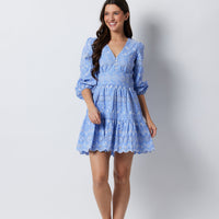 Hydrangea Eyelet V-Neck Button Front Dress