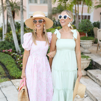 Green Bow Shoulder Smocked Midi Dress