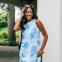 Coral Print Sleeveless Swing Dress