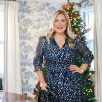 Navy Lurex Smocked Waist Midi Dress