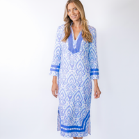 Ikat Print Long Sleeve Classic Midi Tunic