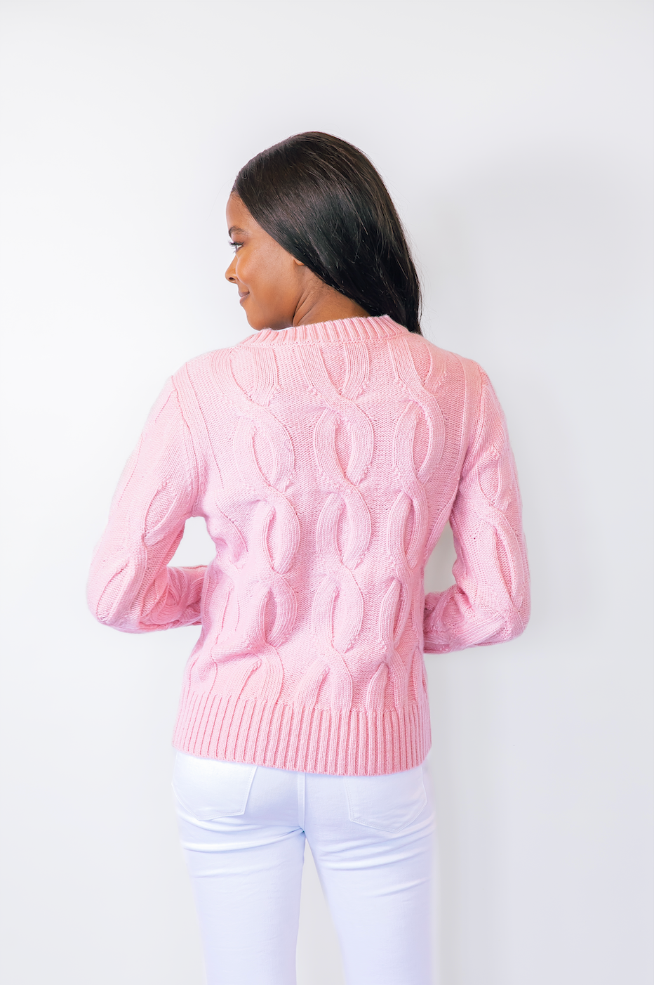 Blush cable knit on sale sweater