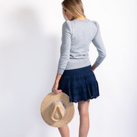 Grey Quilted Puff Sleeve Sweatshirt