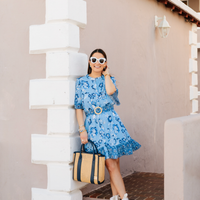 Olivia Floral Print Belted Shirt Dress