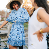 Olivia Floral Print Belted Shirt Dress