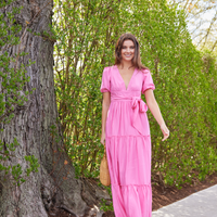Ava V-Neck Puff Sleeve Maxi Dress